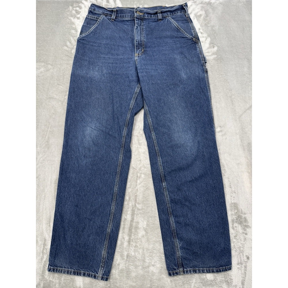 Vintage Carhartt Jeans Mens 34x32 Carpenter Blue Denim Work Baggy B13 HDK Y2K